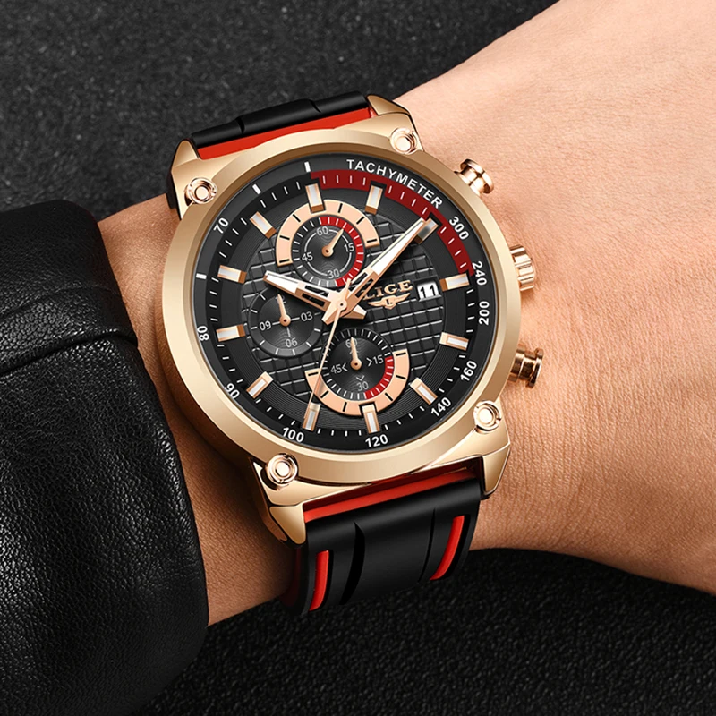 

Quartz LIGE Watch Top Brand Mens Watches With Chronograph Sports Waterproof Clock Man Watches Military Luxury Watch Men 2020