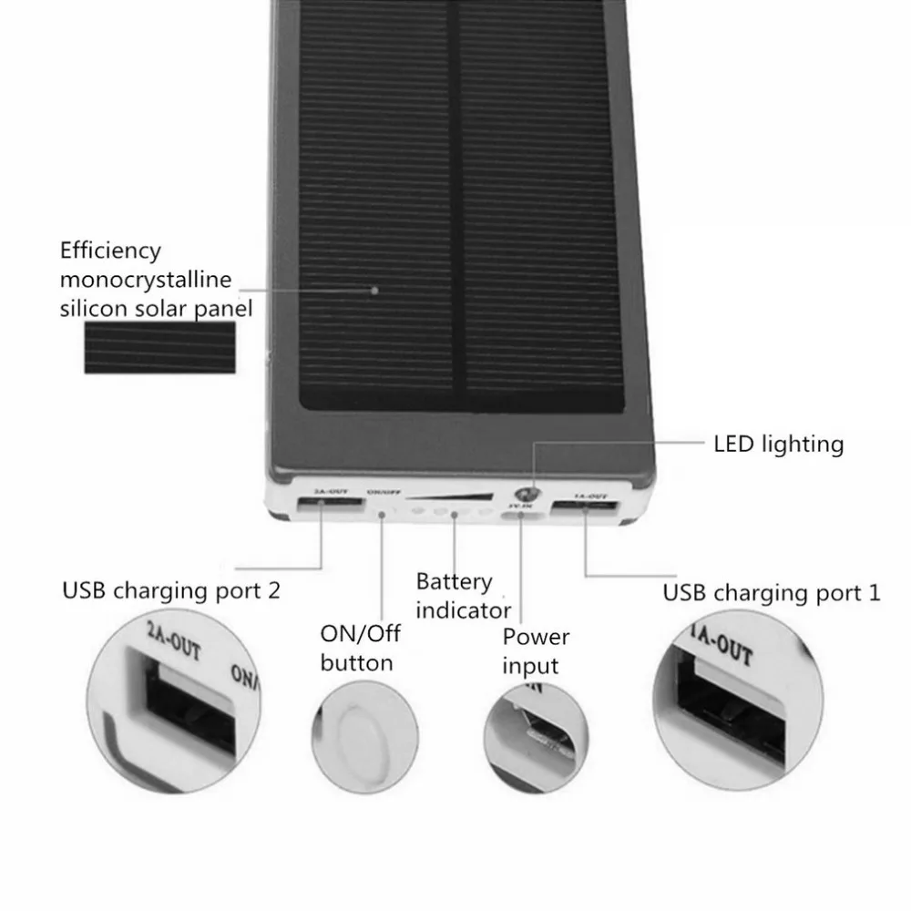 Портативный внешний аккумулятор с солнечной панелью и большой емкостью 50000 мА/ч, Внешнее зарядное устройство для смартфонов, акция, новинка