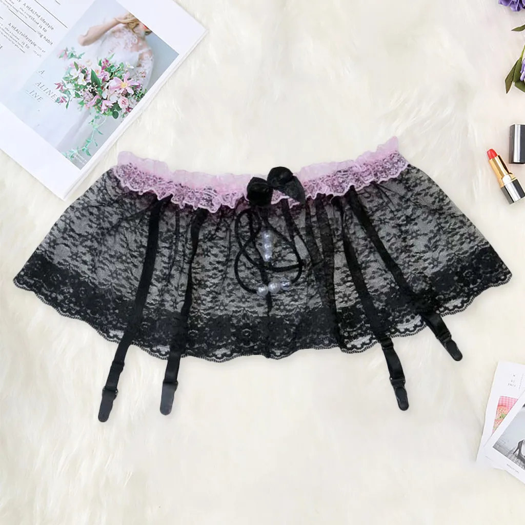 Сексуальное нижнее белье женское кружевное Эротическое белье Babydoll мини платье пояс с подвязками девушка бантом секс Lenceria стринги с жемчугом порно трусики