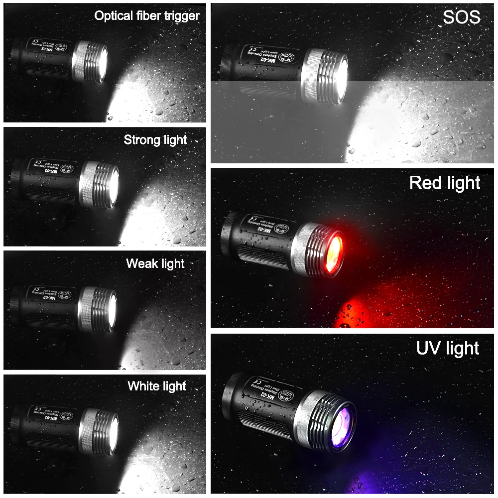 Seafrogs 6000LM Diving Flashlight Photography LED Light Underwater100m IPX8 COB Torch Lamp multifunction diving light flashlight