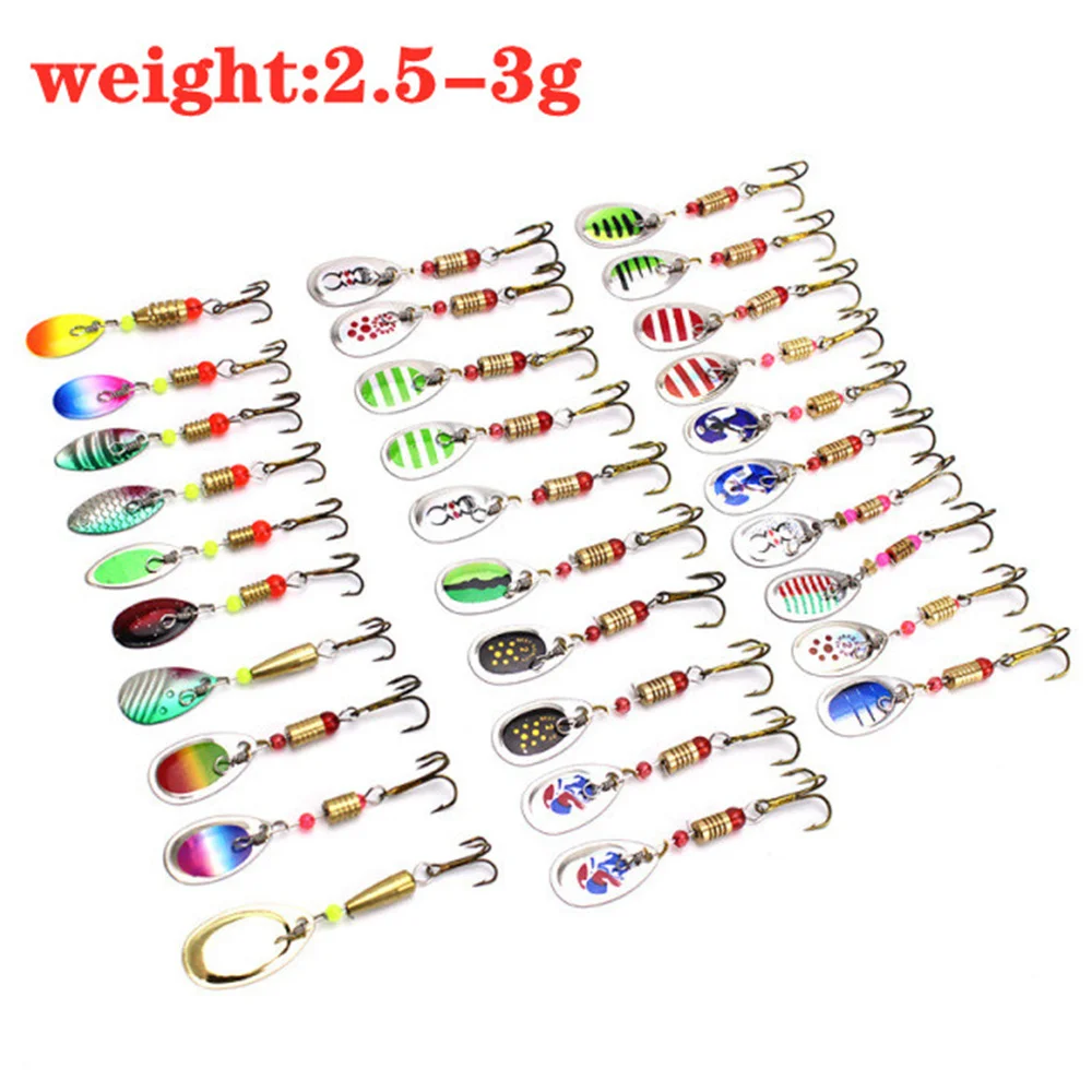 30pcs Trout Spoon Metal Fishing Lures Spinner Baits Bass Bright