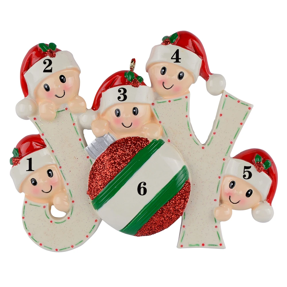 Joy Family Members of 4 Polyresin Glossy Accents Personalized Christmas Tree Ornaments For Home Decoration Joy Family Members of 4 Polyresin Glossy Accents Personalized Christmas Tree Ornaments For Home Decoration