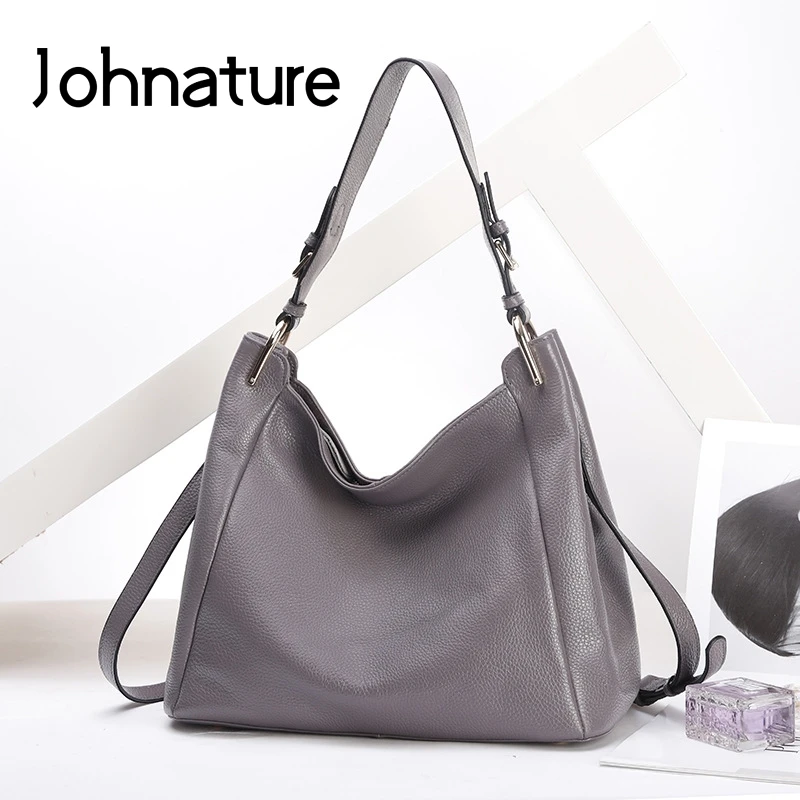 Johnature, модная сумка, натуральная кожа, сумки через плечо для женщин, новинка, для отдыха, Воловья кожа, на молнии, одноцветные сумки через плечо