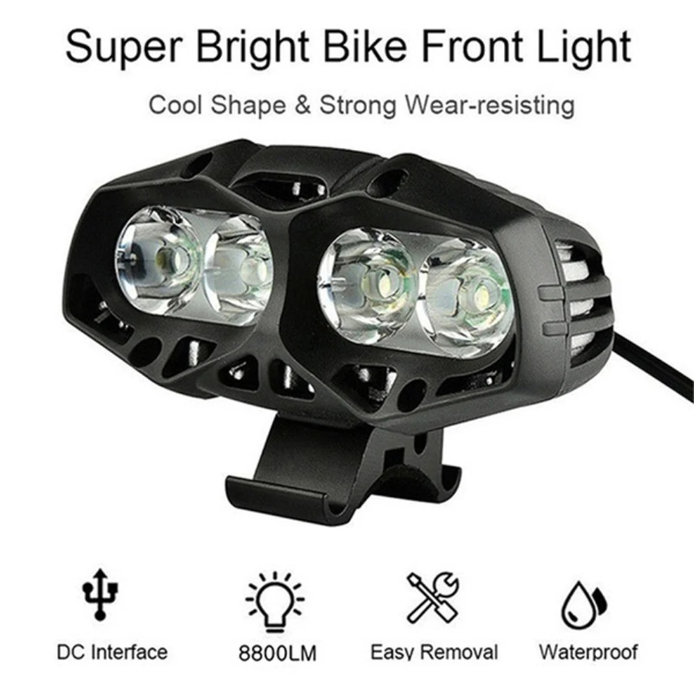 Excellent 4*T6 LED Bicycle Lights Waterproof 8800LM Bike Front Light Rechargeable Flashlight For Bicycle Lantern Headlight Cycling Torch 1