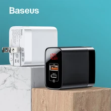 Быстрое зарядное устройство Baseus 18 Вт с цифровым дисплеем, настенное зарядное устройство, быстрая зарядка 3,0, штепсельная вилка США, зарядное устройство для телефона для iPhone 11 X XS