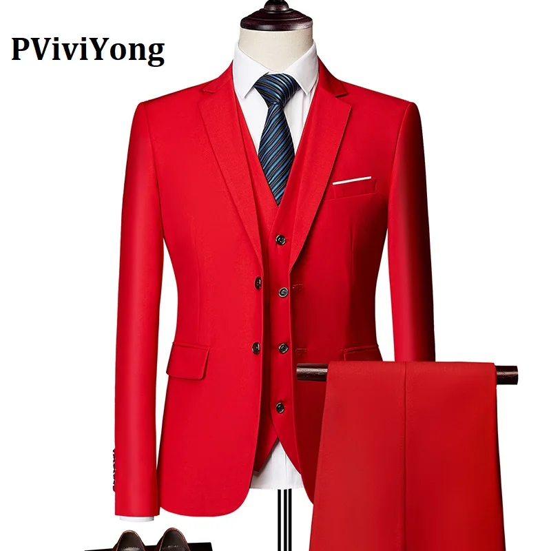 PViviYong brand high quality suit men，wedding Dinner party interview suit Three-piece(Jackets+ Vest+ Pants) 533