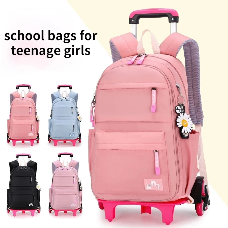 Orthopedic School Bag Child with Wheels Waterproof Primary Student Backpack Travel Bagpack for Teenage Girls Trolley Schoolbags | Багаж и