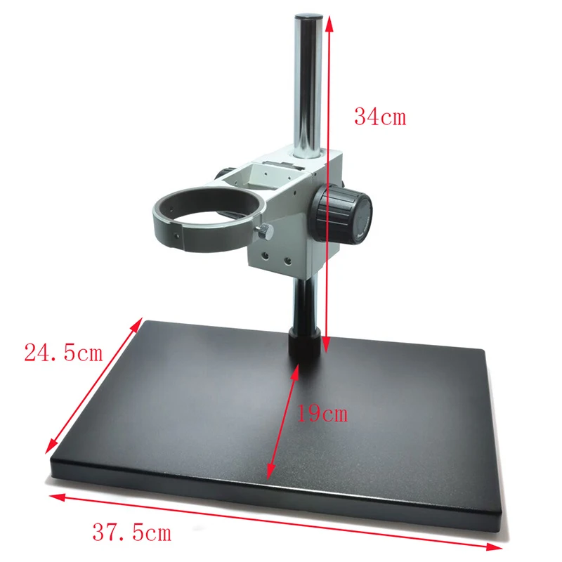 Large Microscope Stand Heavy Duty Working Stage with Adjustable Focus E-Arm Ring Holder 76 mm for Digital Microscope