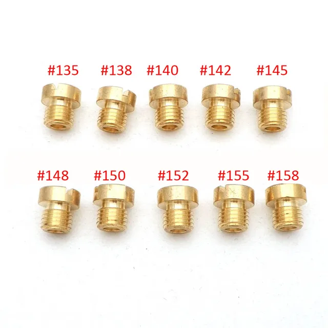 Pack of 10pcs Carburetor Main Jet M6 M5 6mm 5mm Thread for DellOrto BGM Motoforce Carburetor Injector Nozzle Size 50-200 135-158 (M6)