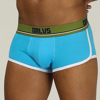 Для мужчин гей мужское нижнее белье, боксеры, Cueca, хлопок Boxershort Мужская одежда мужские трусы Трусы-шорты воздухопроницаемая комфортная обувь Homme OR198 - Цвет: Skyblue