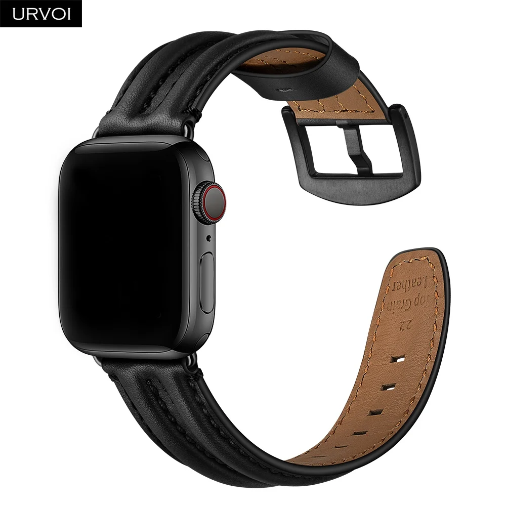 Ремешок URVOI для apple watch series 6/5/4 3/2/1 с пряжкой из натуральной кожи натуральным