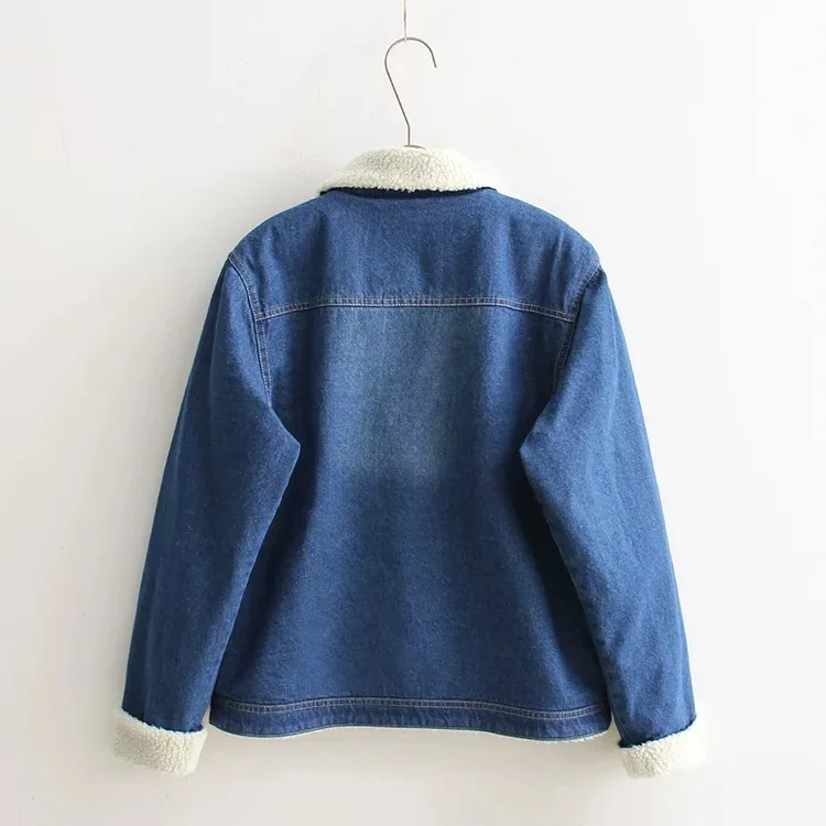 

2017 Winter WOMEN'S Dress New Style Long Sleeve Large Pocket Brushed And Thick Jeans Coat WOMEN'S Dress