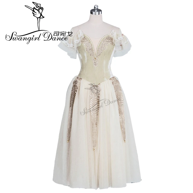 velvet beige Romantic Ballet Tutu dress girls long ballet dress for girls,professional ballet tutu dress for sale BT9048