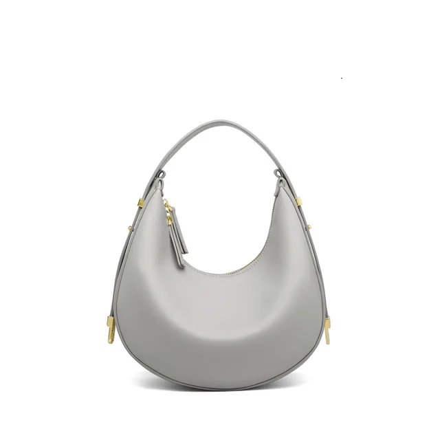 Limited -only few ZOOLER Original Bag Fashion luxury Genuine Leather Bags ladies Women Handbag First Cow Half Moon Purses#SC1005 Light Grey