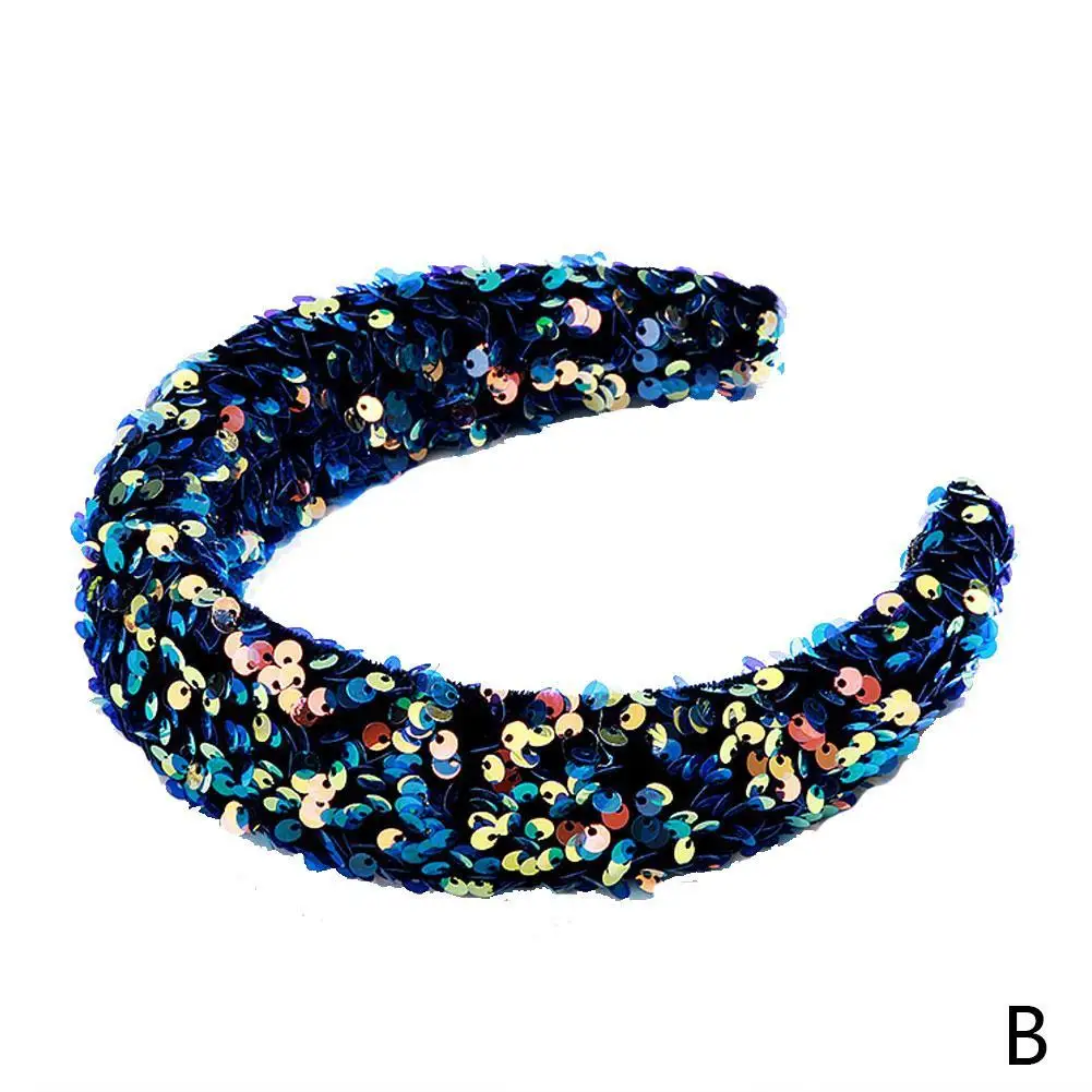 blue hair band Широкая женская черная повязка на голову, осенняя Толстая губчатая Мягкая повязка на голову, обруч для волос для женщин, ободок, вечерние резинки для волос, аксессуары - Цвет: blue hair band
