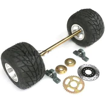 

DIY Four Wheel GO KART KARTING ATV UTV Buggy Disc Rotor Sprocket 100CM Rear Axle With 5 Inch Wheel Drift Trike Tires