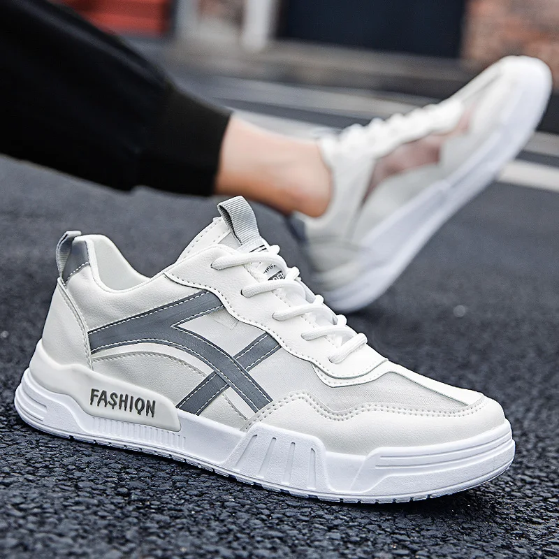 

Fashion Lightweight Classic Mesh Leather Shoes Men Casual Breathable Comfortable Sneakers For Male White Lighted Shoes Popular