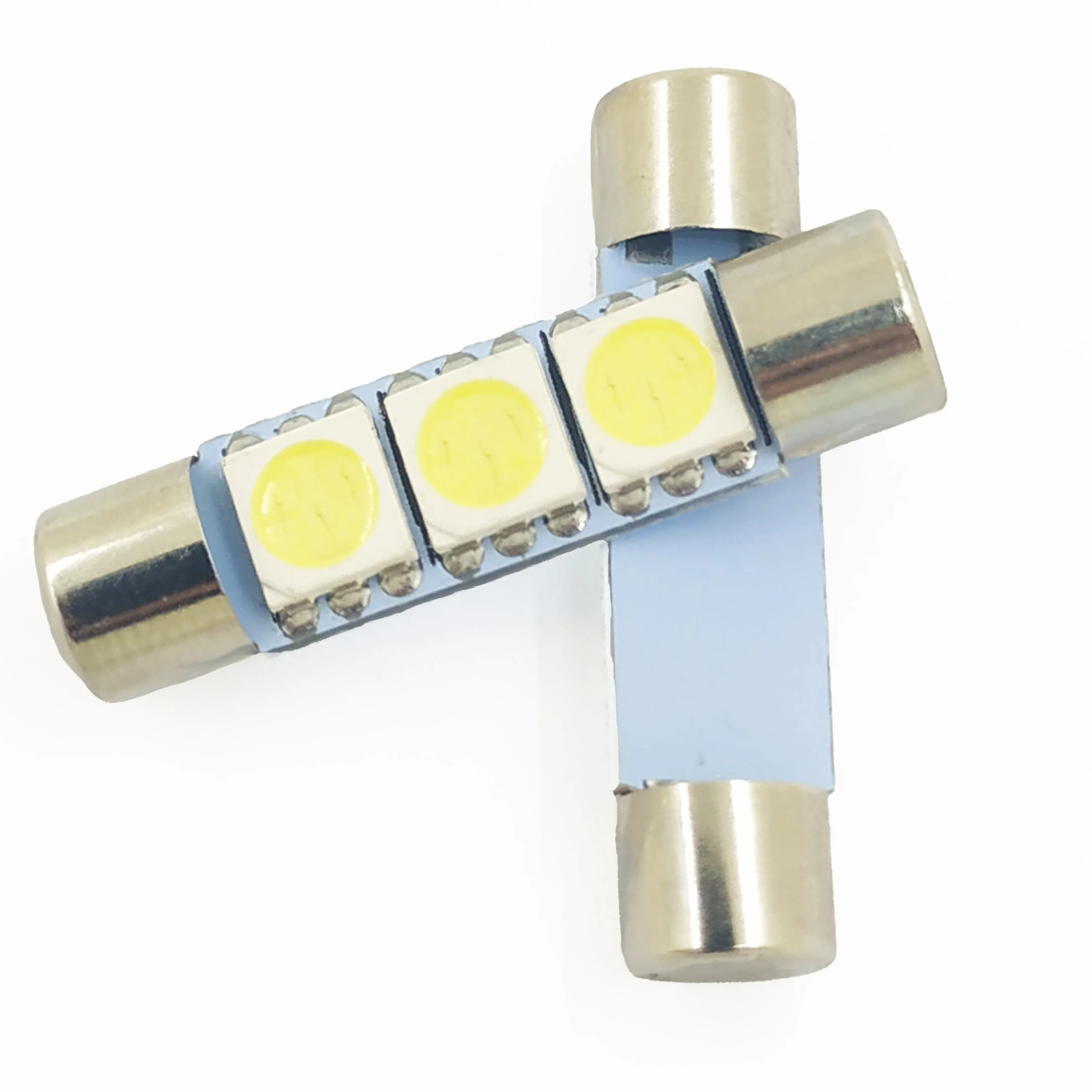 

2pcs Festoon Dome T6.3 28mm 31mm 3 SMD 5050 LED 3smd Light Bulb Car Vanity Mirror Lights Sun Visor Fuse Light White 12V