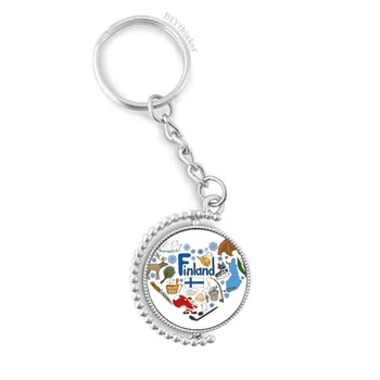 

Finland Love Heart Landscap National Flag Rotatable Key Chain Ring Keyholder