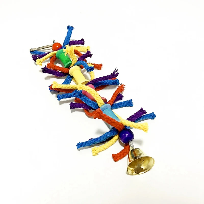 Деревянные игрушки для птиц, блоки, хлопковая веревка, жевательные забавные игрушки для попугаев, Висячие мост, веревка с колокольчиками, качели, разноцветный попугай, игрушки