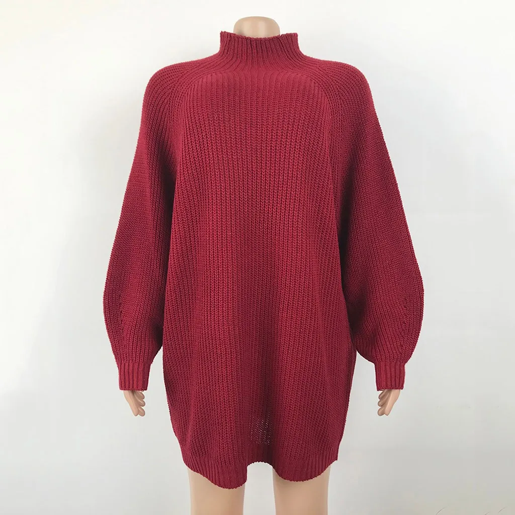 Pull femme nouveaute свитер женский однотонный длинный рукав водолазка зимний Свободный пуловер свитер платье Джерси mujer
