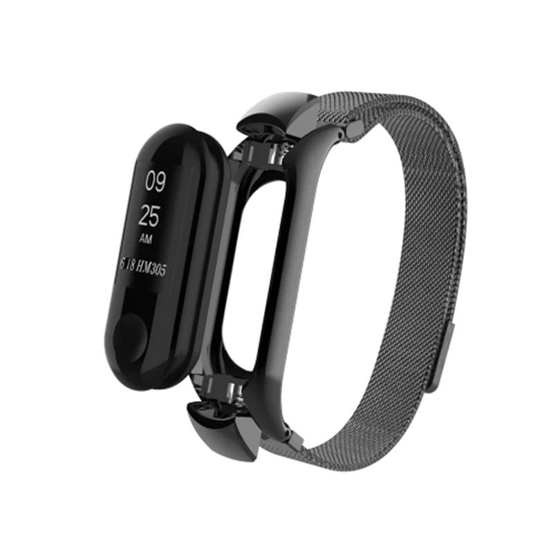 Сменный ремешок на запястье для Xiaomi Band 3 Магнитная поглощающая сталь с двойной крышкой с пряжкой