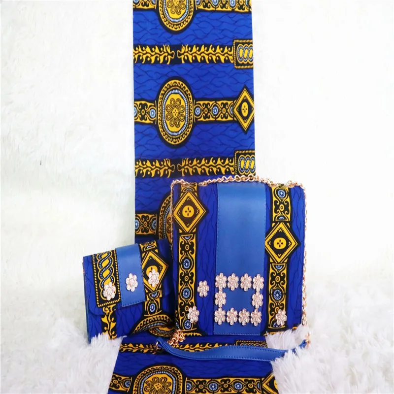 

2019 Latest African Wax Bags Sets With 6 Yards Good Quality Ankara Wax Prints Fabric Ankara Nigerian Cotton Wax Fabric For Dress
