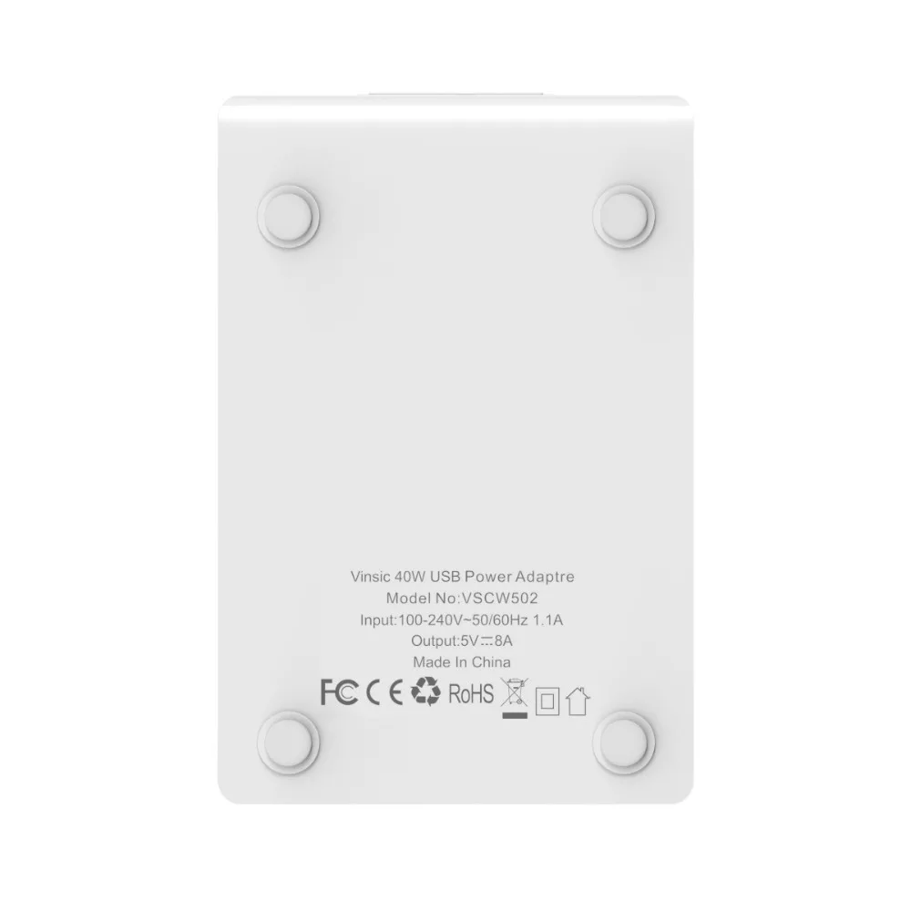 Vinsic 5-ports 40W USB зарядное устройство, Smart power настольный USB зарядное устройство адаптер для iPhone Xiaomi samsung мобильный телефон Планшеты на продажу