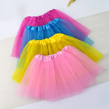 

Three Layer gauze soft flowing Elastic waist band Children Kids Girls Elastic Band Gauze Dance Ballet Princess Tutu Skirt