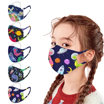 

1pcs Children Masks Adjustable Windproof Reusable Printed Mask Mouth Caps Covers Space Cartoon Print Cloth Washable Mondmaskers