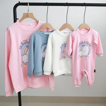 

Baby Unicorn Sweaters Moon Son Outfits Twins Brother Sister Matching Family Clothes Mommy and Me Shirts Mother Daughter Dresses