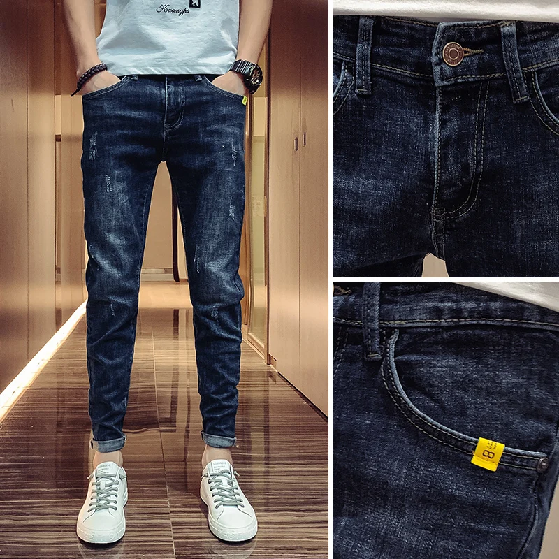 

2019 Autumn Sociology Worldly-wise Person Spirit Guy Jeans Trend Self-cultivation Bound Feet Jeans Male 241p65