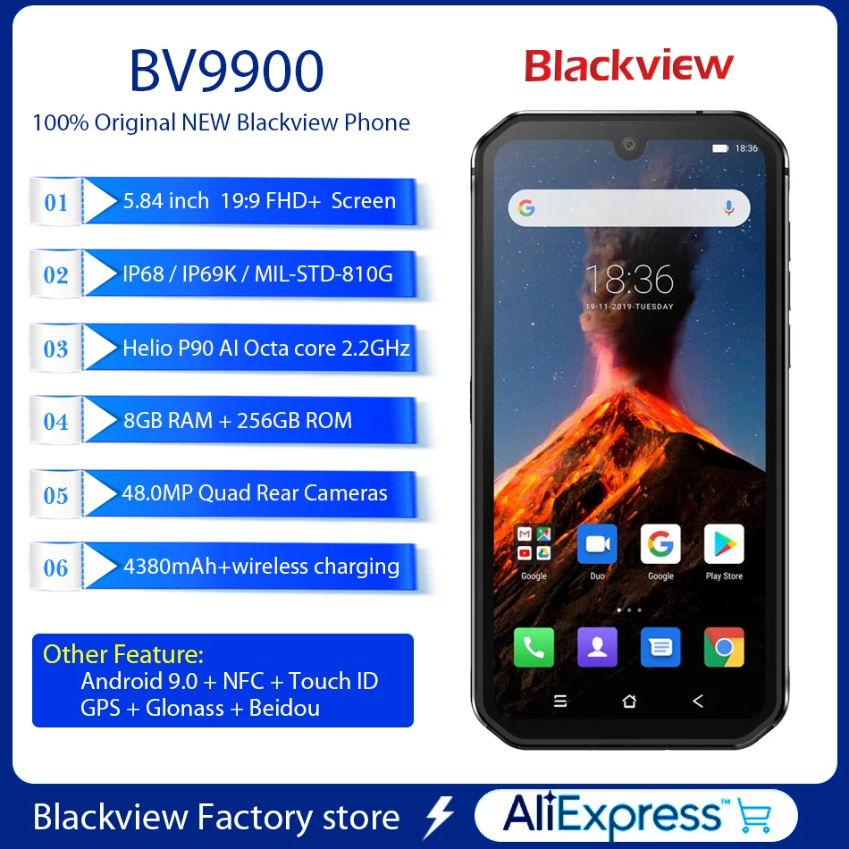 2020 Новый Blackview BV9900 смартфон Helio P90 Octa Core 8 ГБ + 256 Гб мобильный телефон 48MP Quad сзади