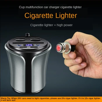 

Cup multifunction 2 usb car charger cigarette lighter adapter Smart Flash Charge Dual USB Card Slot Mini Universal with Display