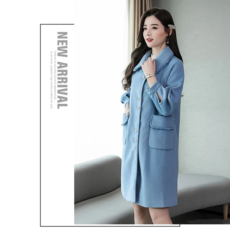 Woolen Jacket Women's Mid-length Autumn& Winter New Style WOMEN'S Dress Korean-style Loose-Fit Elegant Cocoon Woolen Overc