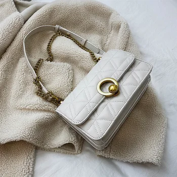 

Chain PU Leather Crossbody Bags For Women 2020 Fall Solid Color Small Shoulder Messenger Bag Female Elegant Handbags and Purses