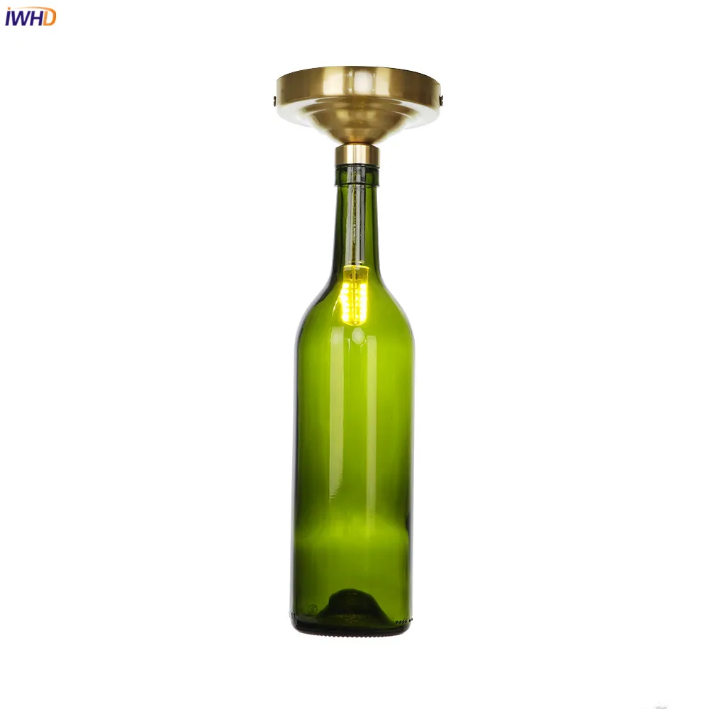 

IWHD Glass Bottle LED Ceiling Lights Fixtures Bedroom Bar Porch Stair Nordic Modern Copper Ceiling Lamp Plafonnier Lampara Techo