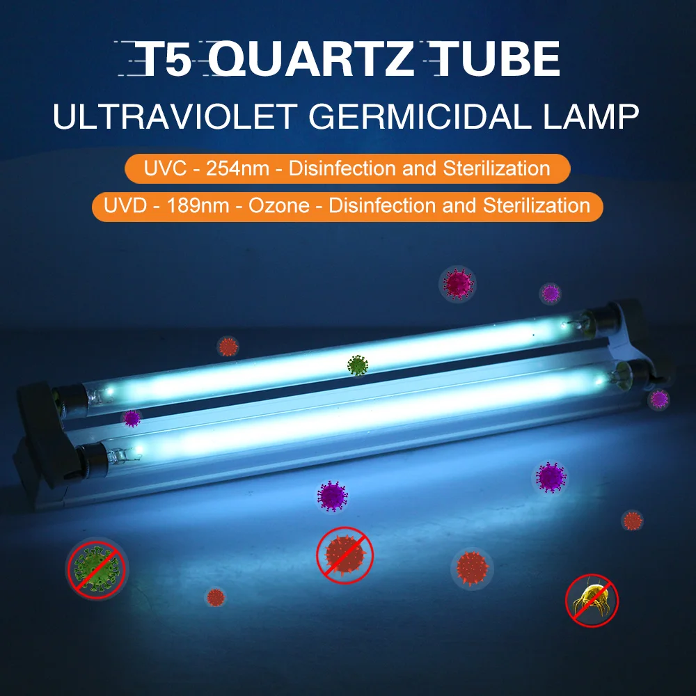 UV Disinfection Lamp UV Sterilization Lamp 16W/220V Ultraviolet Germicidal Lamp UVC Sterilizer Kill Dust Mite Eliminator 254nm Double-sterilized UV Quartz Lamp For Home
