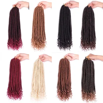 

LISI GIRL Goddess Faux Locs Culry Braid Crochet Hair Braids 18inch Soft Natural Black Braiding Synthetic Hair Extension