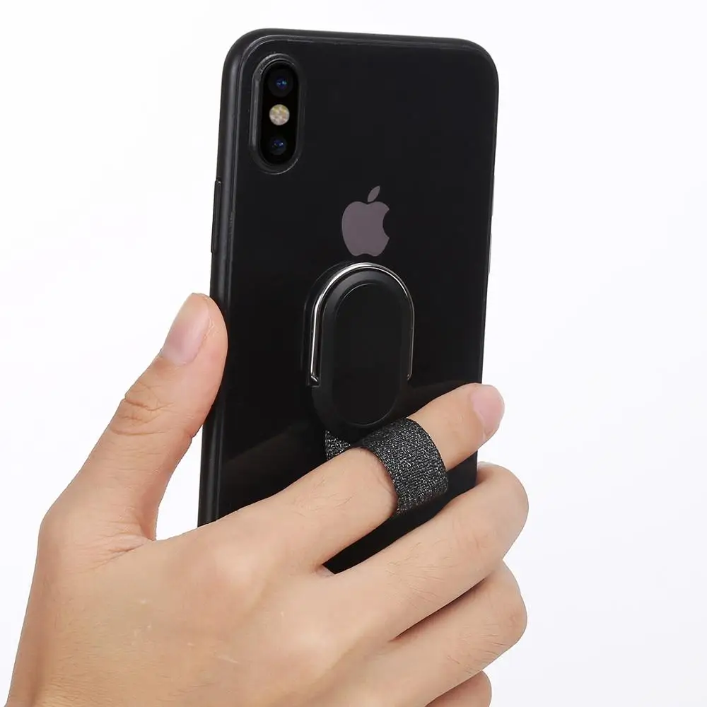 Универсальный ремешок для пальца держатель для мобильного телефона Подставка для iPad, iPhone, Galaxy, huawei, Xiaomi, LG и других смартфонов - Цвет: Black