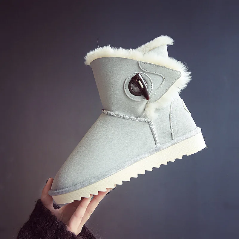 

2018 New Style Toggle Snow Boots Women's Fur Bow Man-made Diamond Warm Students Anti-slip Cotton Boots