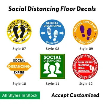 

5Pcs Anti-slip Self Adhesive Social Distancing Floor Decals Safe Ground Sticker