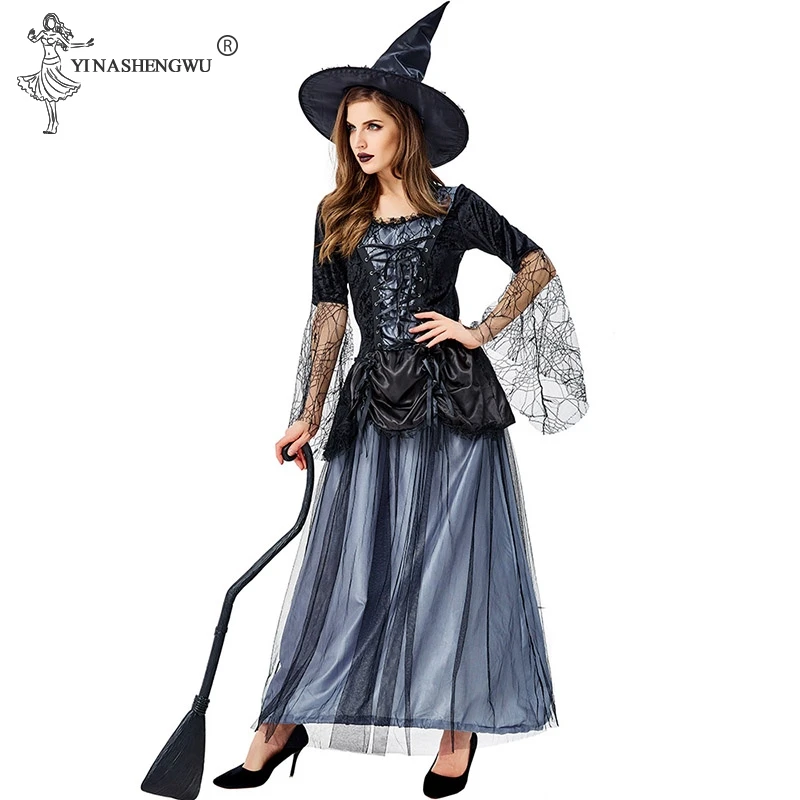 Cosplay Costumes Ghost Fancy Maxi Dress Scary Vampire Witch DressWomen Halloween Victorian Dress Medieval Masquerade Costume