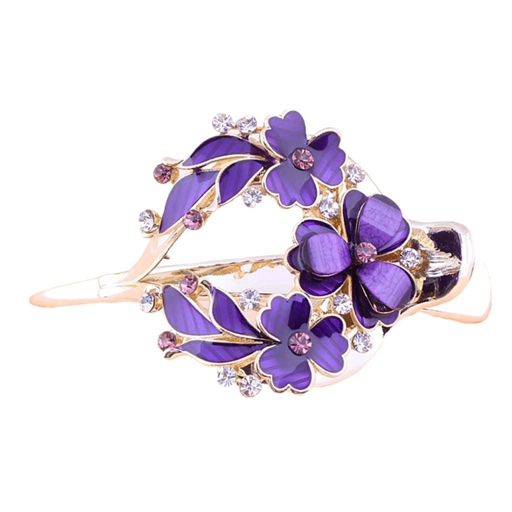 Lady Floral Hair Clip Zircon Casual Thick Hair Pin Clamp Crab Barrette Updo Tool Women Rhinestones Small Flower Hair clips
