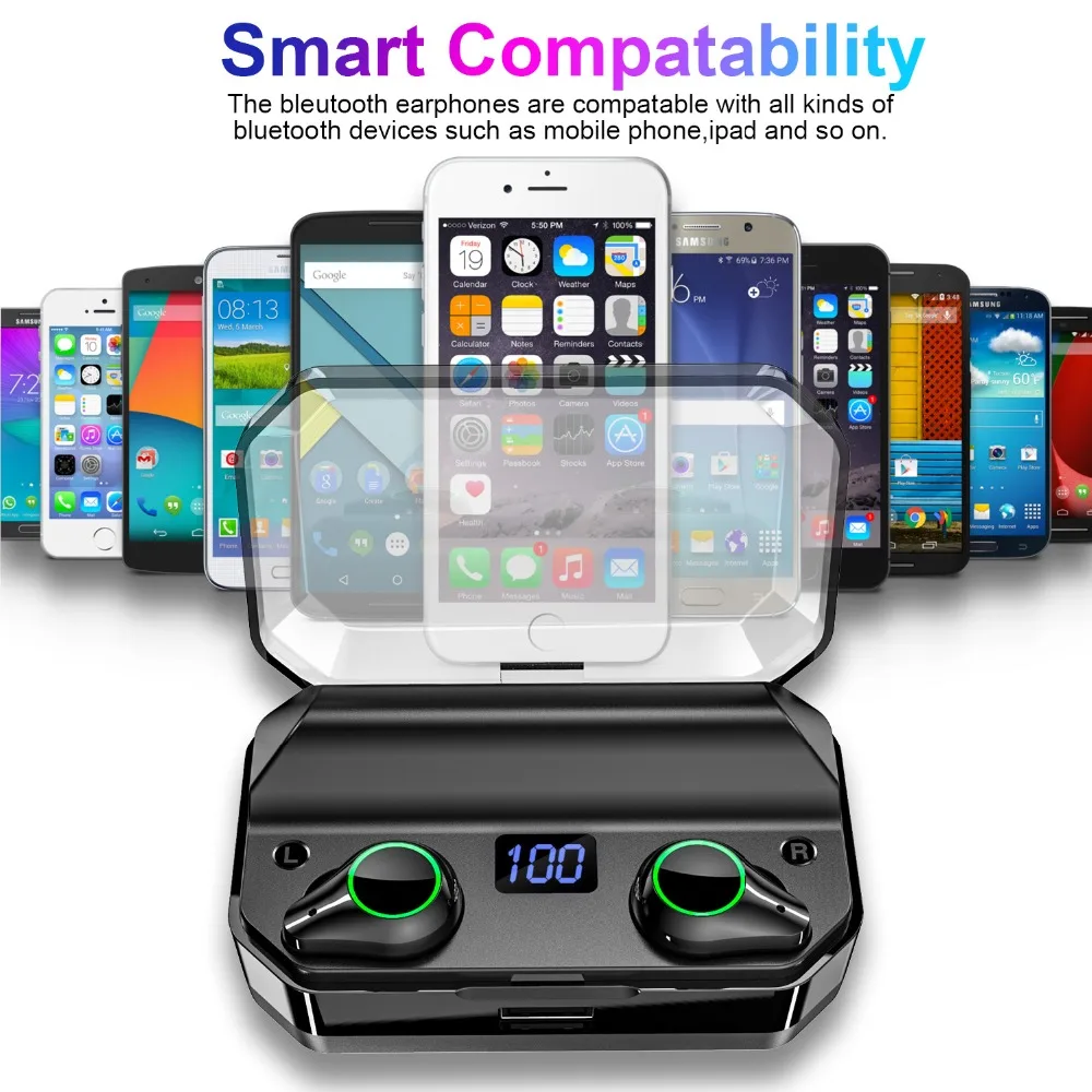 TWS Bluetooth 5.0 Eaphones With Charging Case Wireless Earphone IPX7 Waterproof Earbuds Sport Touch Control earphones lotus gift