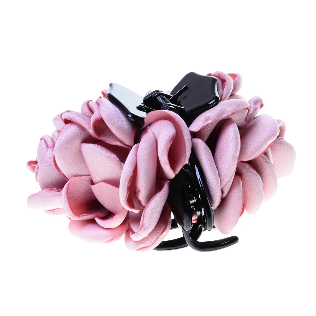 Vintage Fabric Rose Flower Large Hair Clamp Claw Jaw Accessories Gift 4 Colors