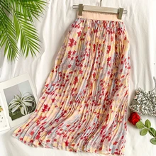 Весна-осень новые женские с высокой талией Maillot De Bain Femme с принтом звезд; в стиле «шифоновая плиссированная юбка женские элегантные юбки