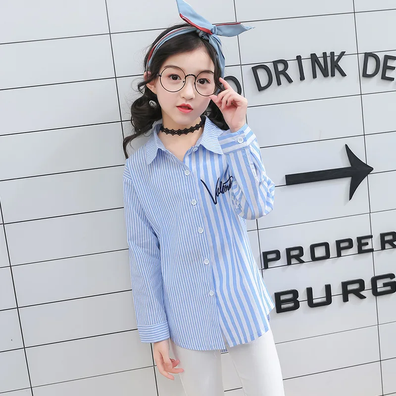 

2019 New Style Girls' Shirt Children Western Style Spring Clothing Shirt Women's Big Kid in Big Kid Spring And Autumn Korean-sty