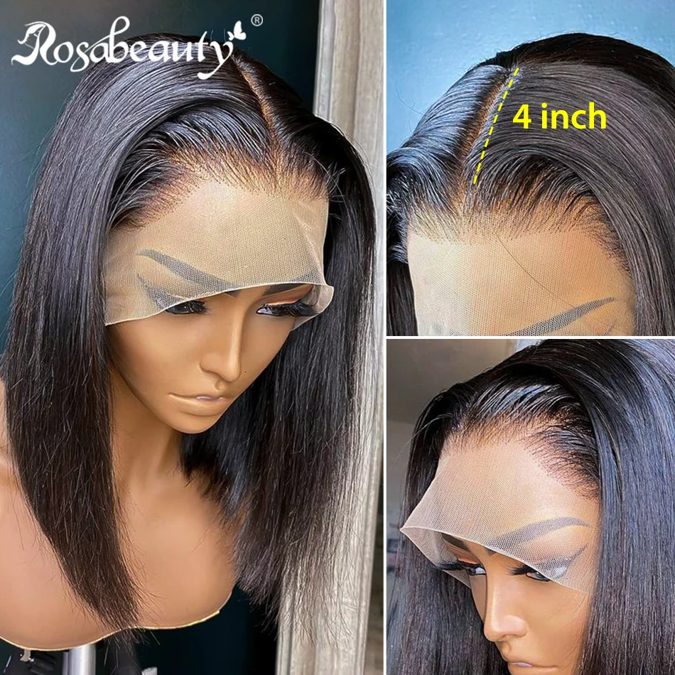 Rosabeauty бразильский короткий Боб Remy прямые 13х4 кружевные передние человеческие