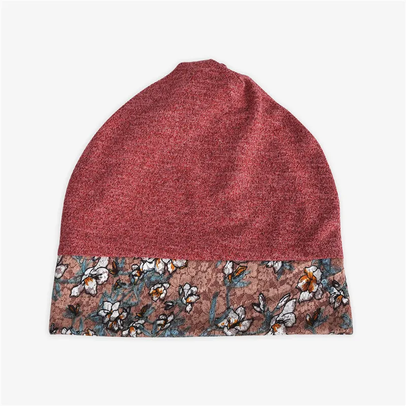 USPOP новые женские шапки Лоскутные skullies модные кружевные вязаные шапочки с цветочным принтом осенне-зимняя шапка